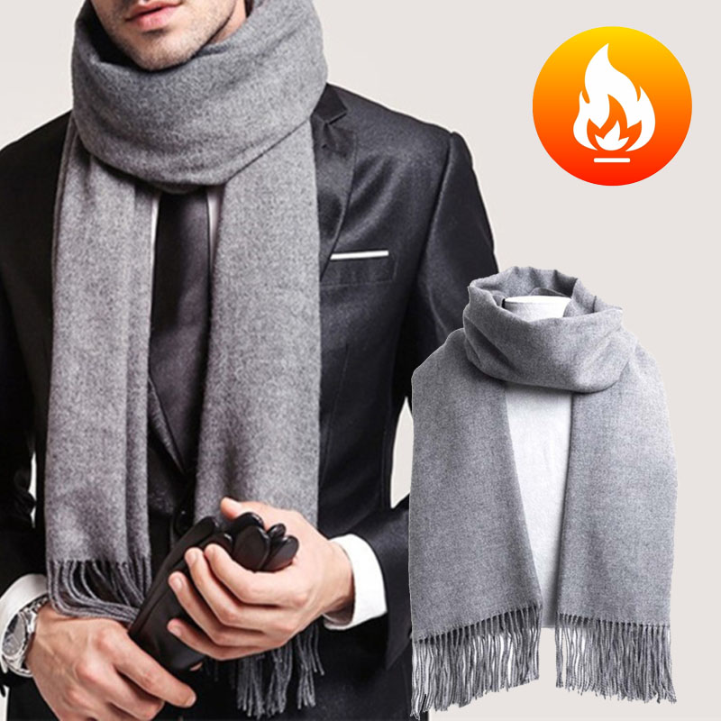 Wool Scarf Men - Autumn And Winter Solid Color Imitation