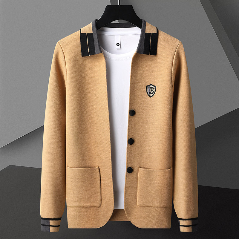 Down Jacket Packable - Autumn/Winter Jacquard Knitted Cardigan Men's Polo