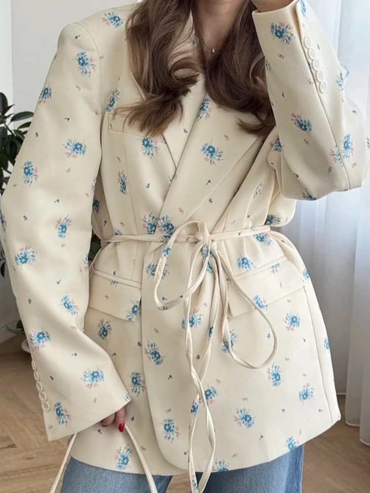 Down Jacket Packable - FSMG Elegant Flower Printed Loose Suit