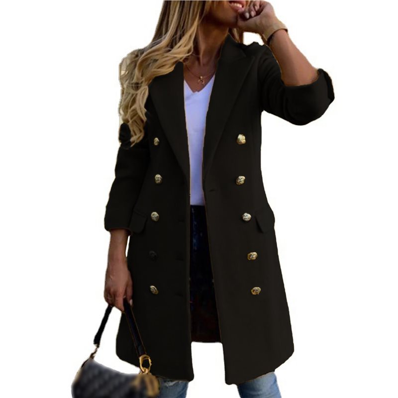 A24F-Women Fall Winter Wool Co - Wool Coat Peacoat recension och pris