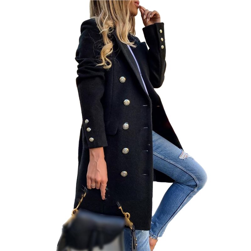 A24F-Women Fall Winter Wool Co - Wool Coat Peacoat recension och pris