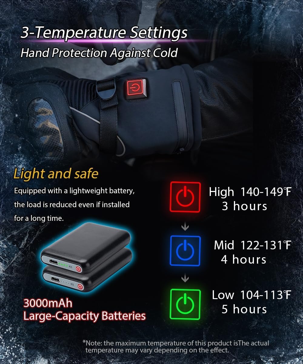Heated Gloves with 3 Heat Sett - Touch Screen Gloves recension och pris