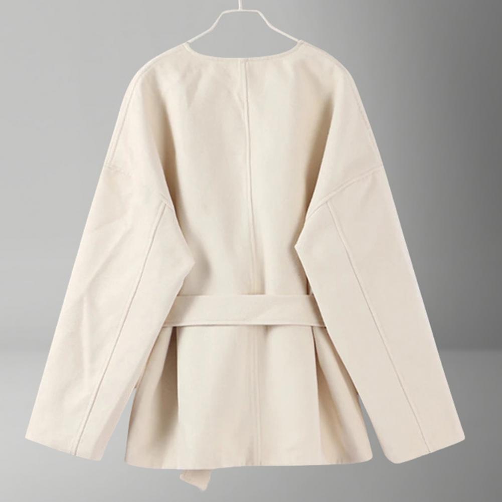 Lace-up Waist Jacket Stylish W - Wool Coat Peacoat recension och pris