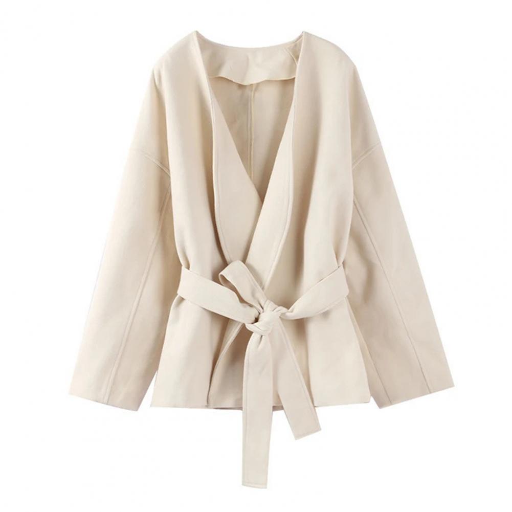 Lace-up Waist Jacket Stylish W - Wool Coat Peacoat recension och pris