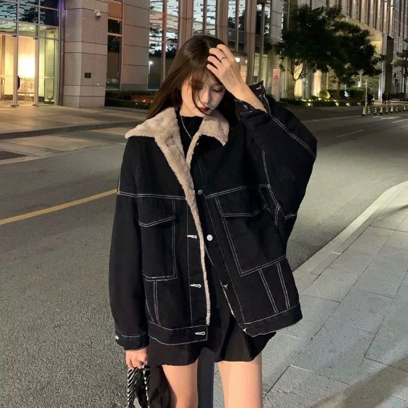 Women Denim Coat Thick Lapel S - Down Jacket Packable recension och pris