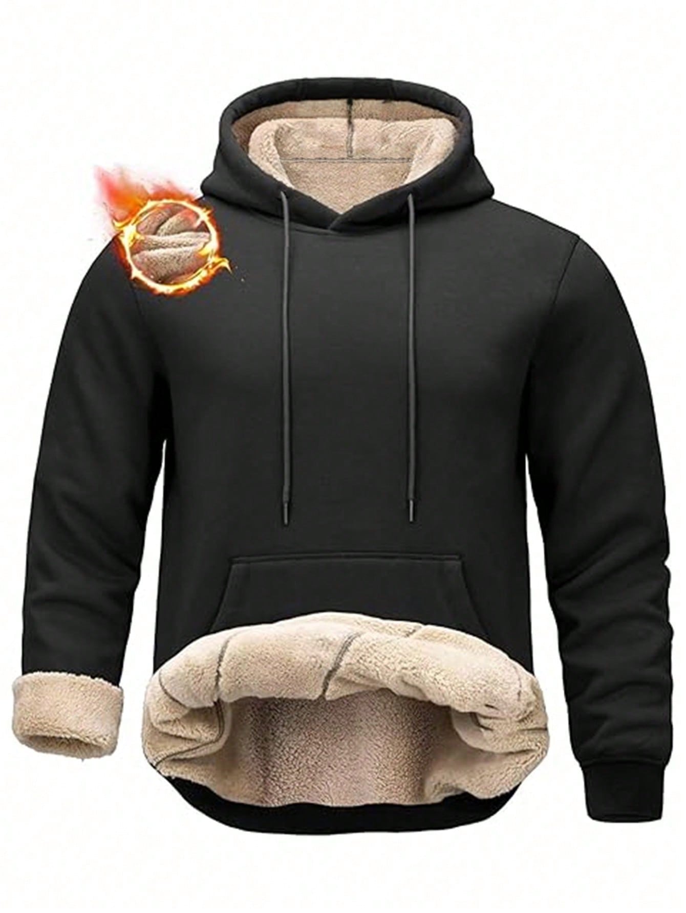 Men's Black Sherpa-Lined Hoodi - Sherpa Hoodie Fleece recension och pris