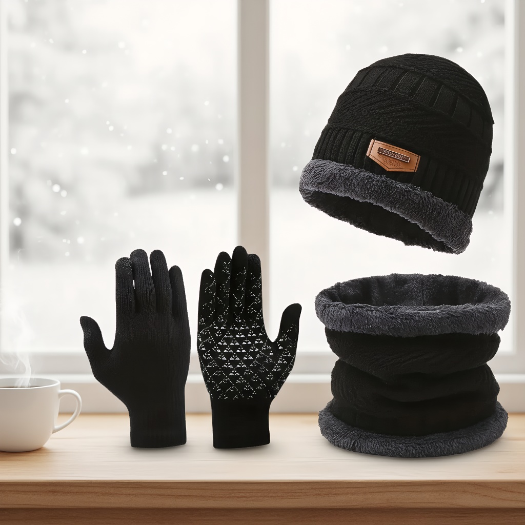 Winter Knit Hat & Scarf Set fo - Wool Scarf Men recension och pris