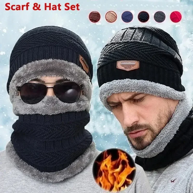 Winter Knit Hat & Scarf Set fo - Wool Scarf Men recension och pris