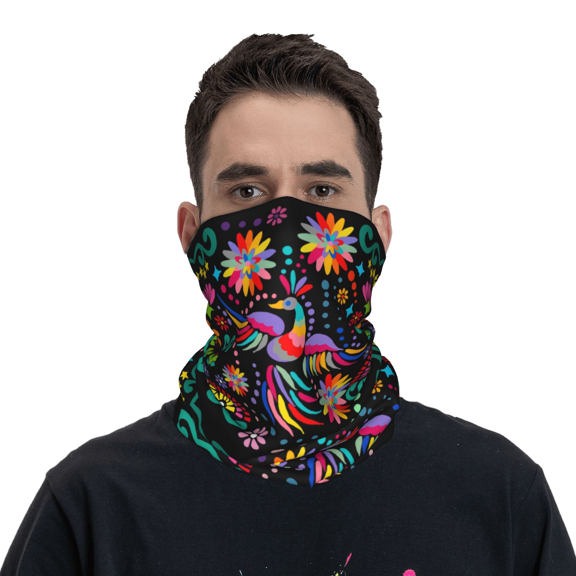 Custom Mexican Floral Flower T - Neck Gaiter Fleece recension och pris