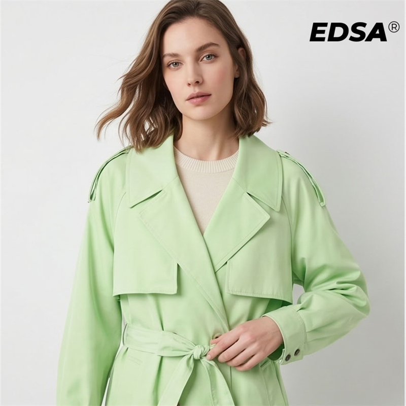 EDSA Women Green Trench Style  - Down Jacket Packable recension och pris