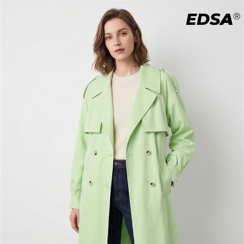 EDSA Women Green Trench Style  - Down Jacket Packable recension och pris
