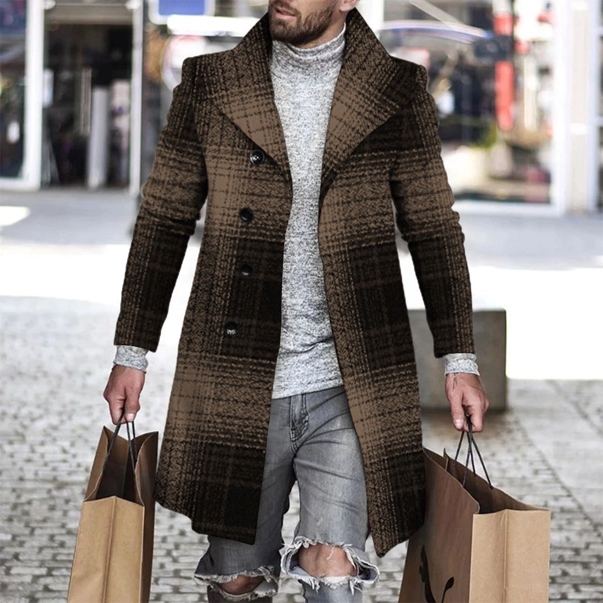 2025 Long Coat Men Mens Wool J - Wool Coat Peacoat recension och pris