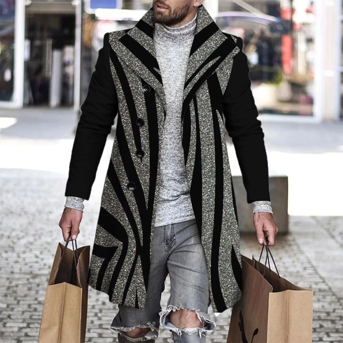 2025 Long Coat Men Mens Wool J - Wool Coat Peacoat recension och pris