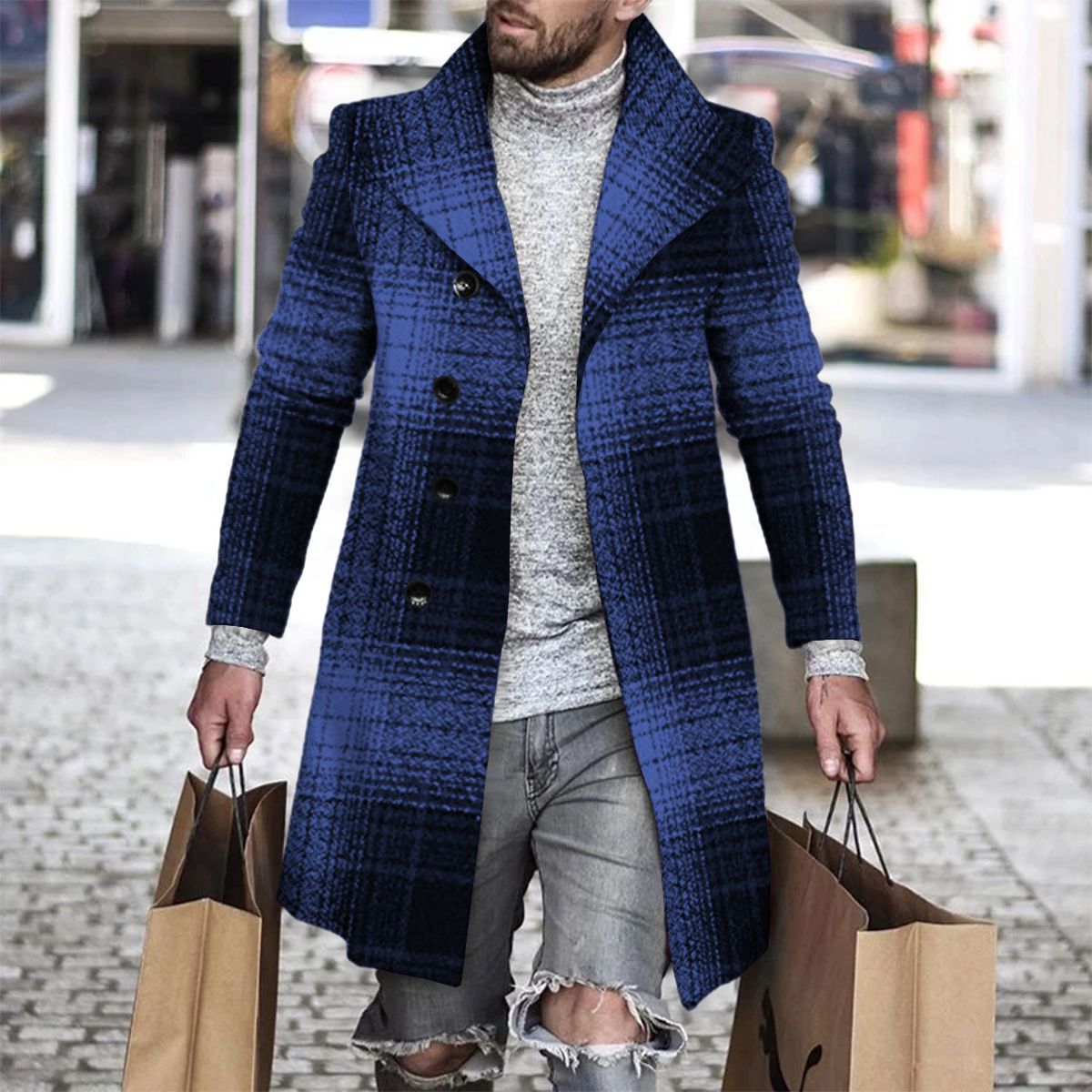2025 Long Coat Men Mens Wool J - Wool Coat Peacoat recension och pris