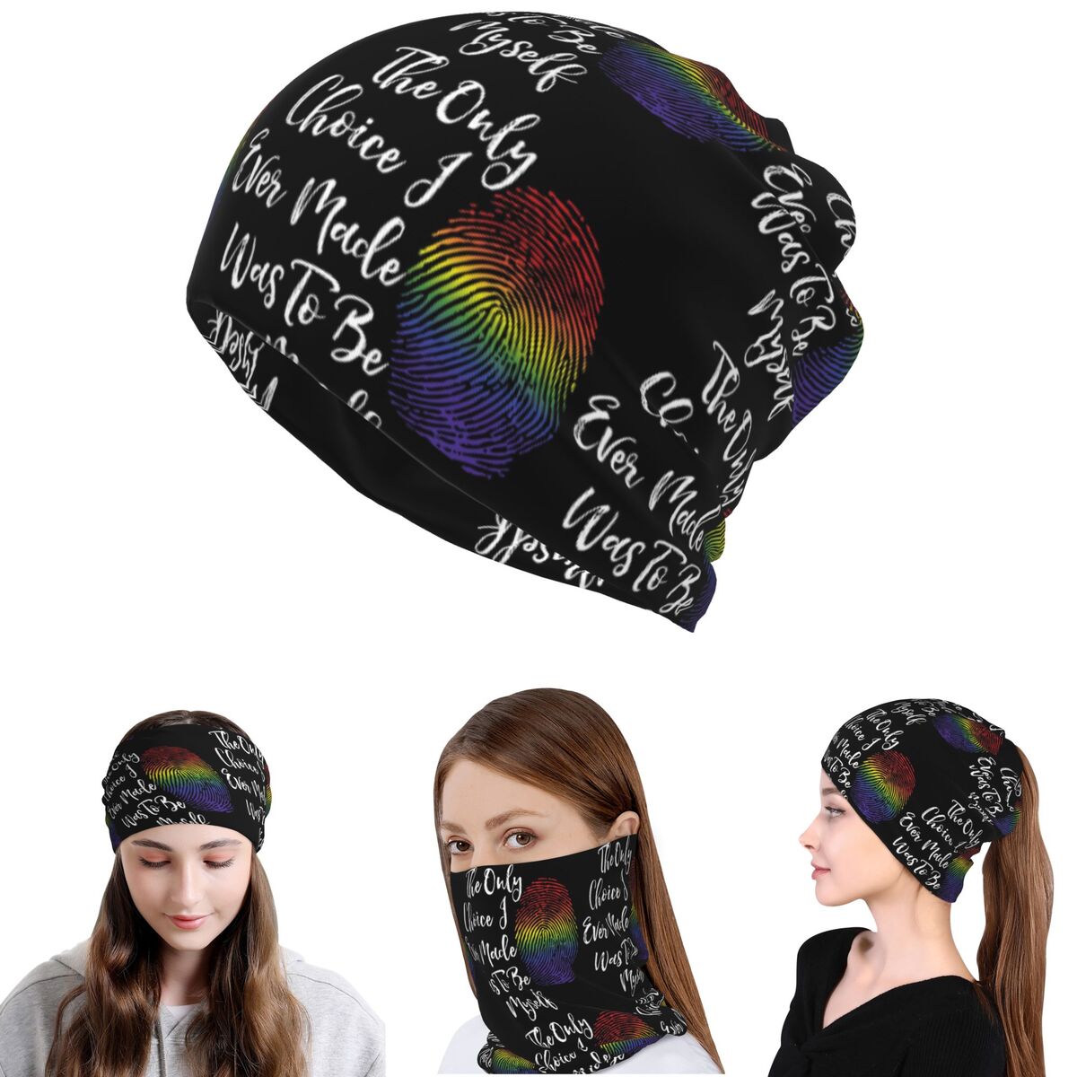 Faux Glitter Rainbow Pride Fla - Knit Beanie Hat Warm recension och pris