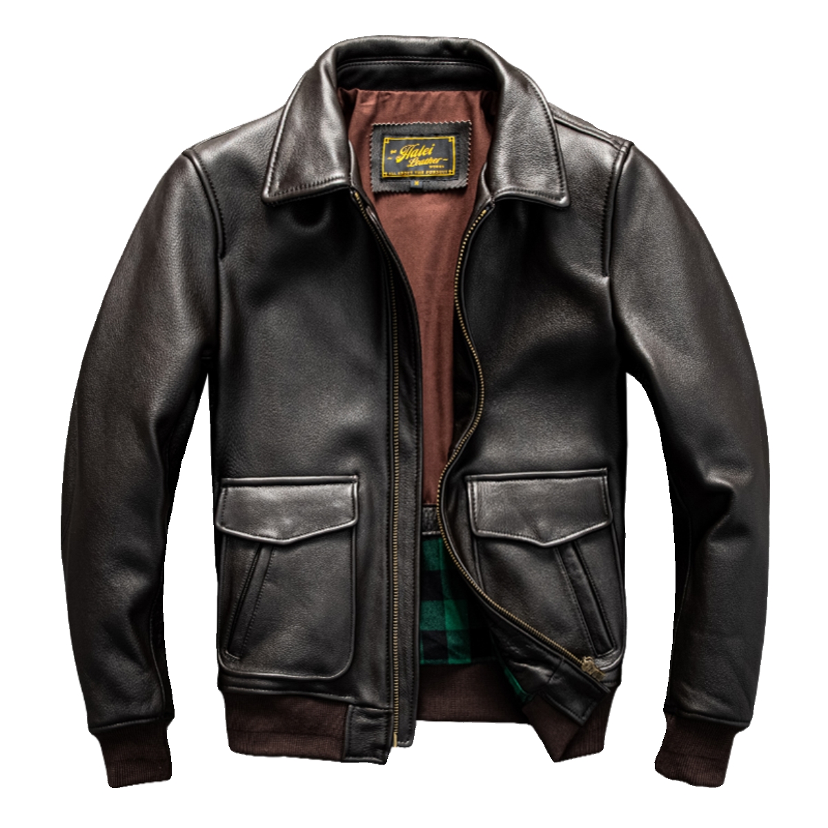 Dark Brown Winter Leather Jack - Down Jacket Packable recension och pris