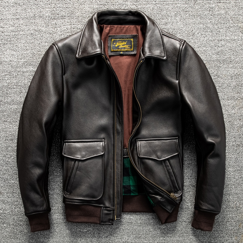 Dark Brown Winter Leather Jack - Down Jacket Packable recension och pris